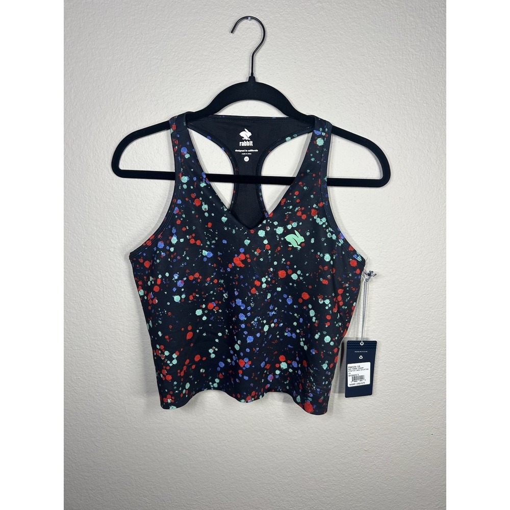 NEW Rabbit Running Go Time Crop Stretch Limo Splatter Women Large Workout Yoga - Picture 9 of 16